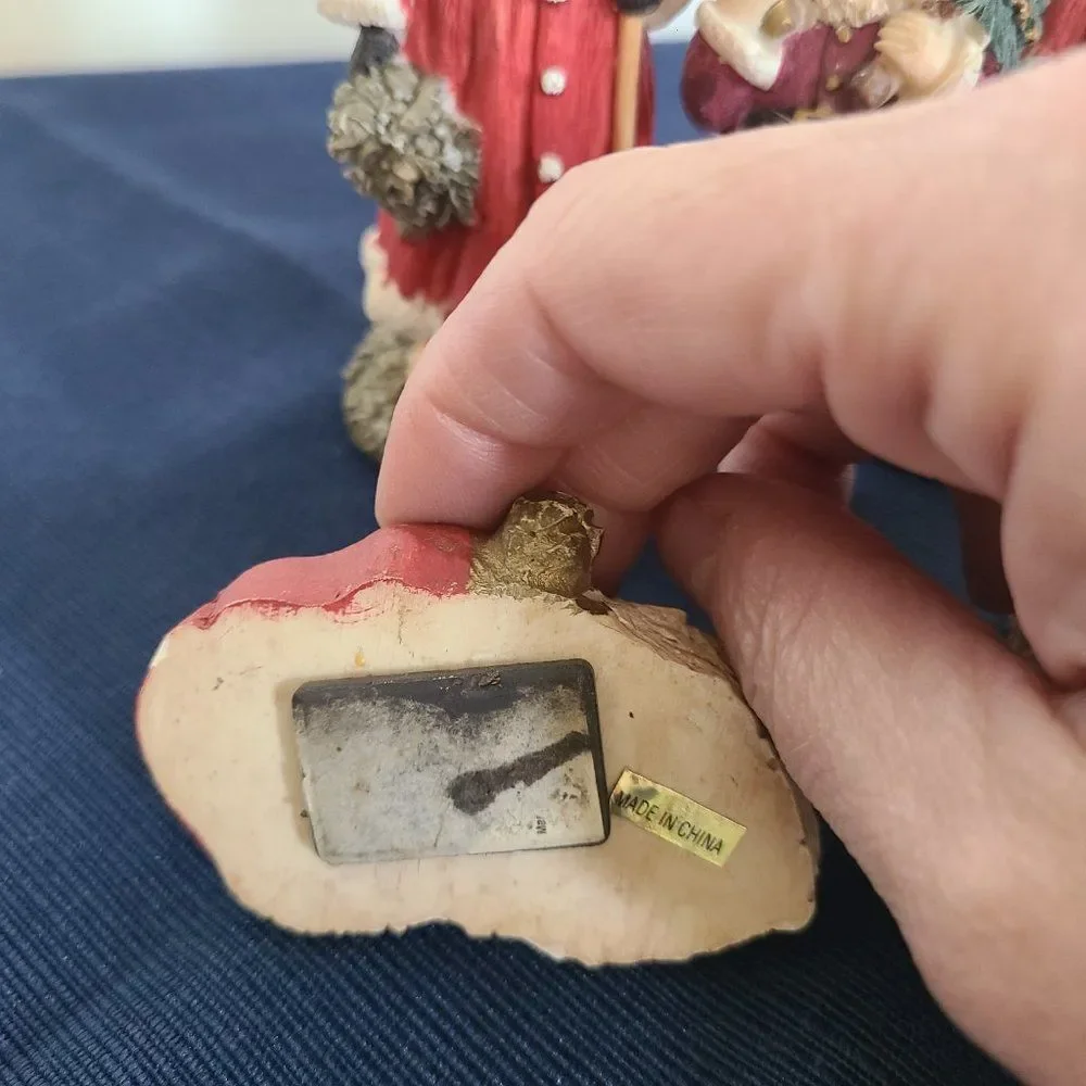 Vintage Winter Santa Christmas Pere Noel Figurines Ornaments and Magnet 5 Items